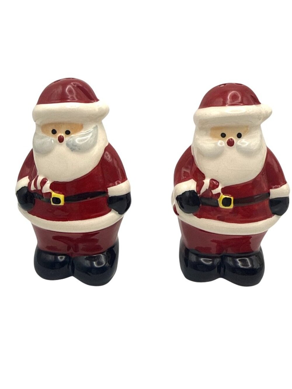 Santa Claus Ceramic Salt & Pepper Shakers Vintage Glossy 4" Christmas Decor